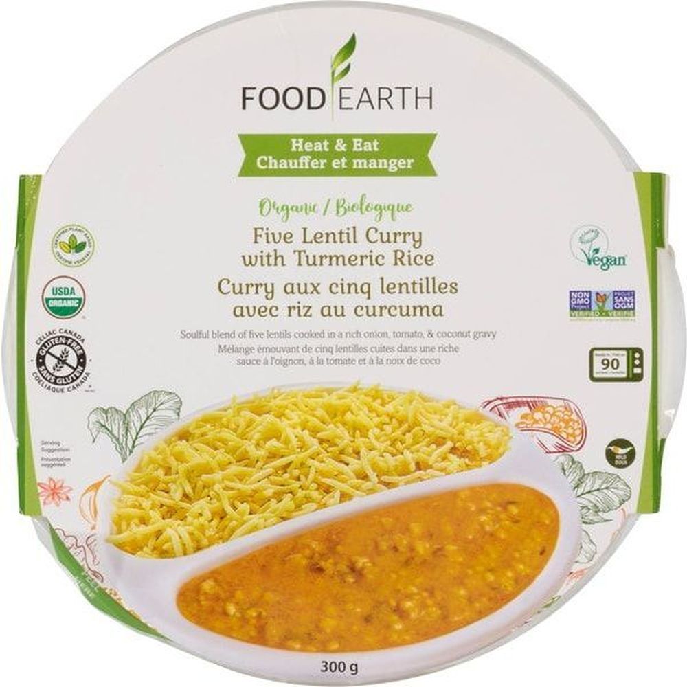 Food Earth Organic Five Lentil Curry With Turmeric Rice, 300 G -- 6 Per Case