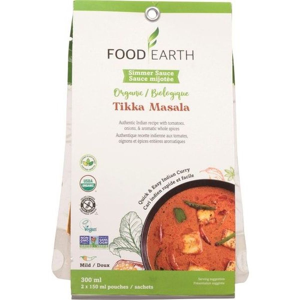 Food Earth Organic Tikka Masala Simmer Sauce, 300 Ml -- 6 Per Case