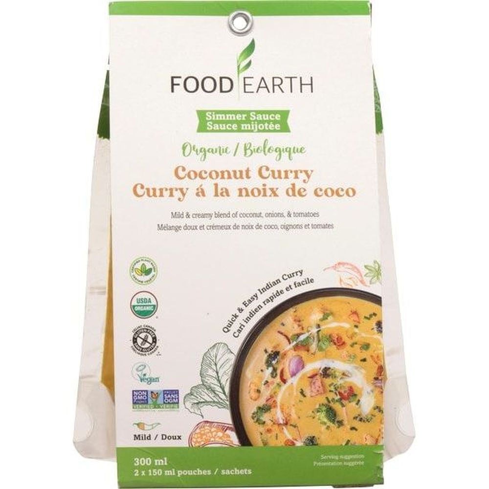 Food Earth Organic Coconut Curry Simmer Sauce, 300 Ml -- 6 Per Case