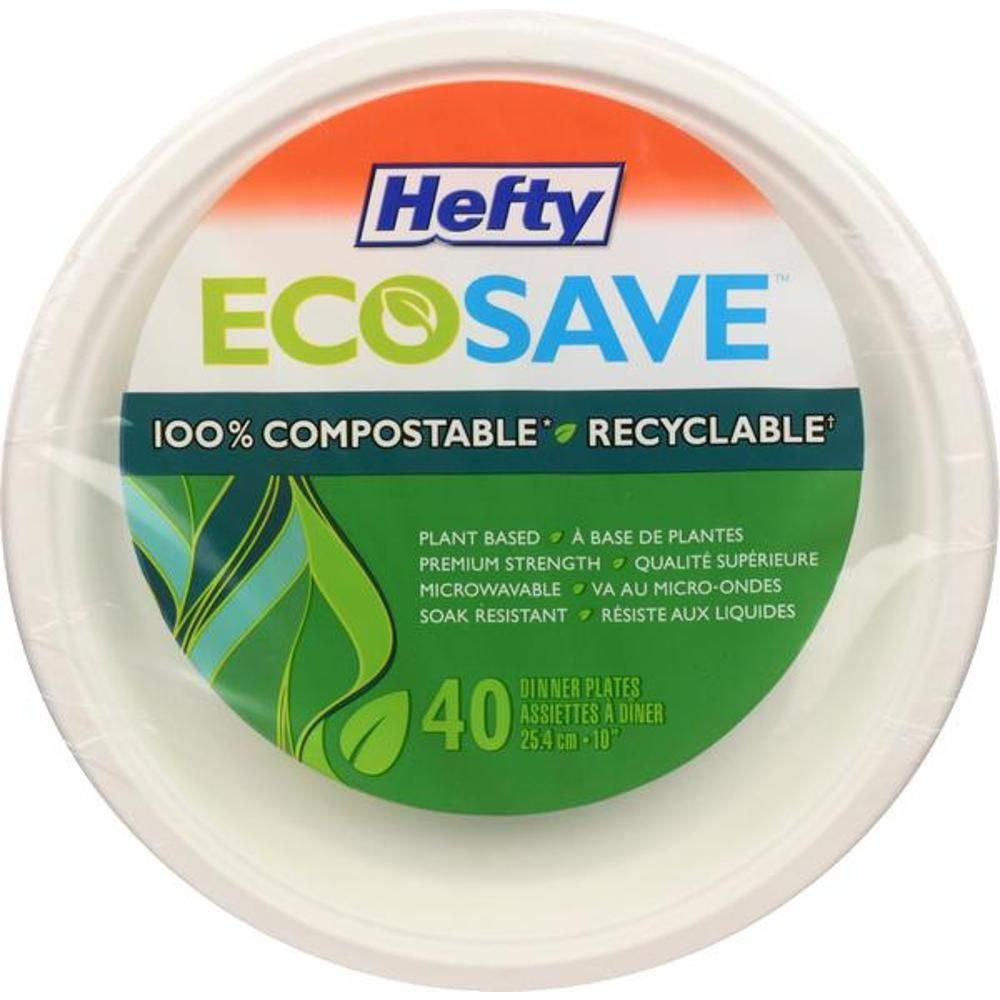 Hefty Ecosave 10 In Paper Dinner Plate, 40 Count - 8 Per Case