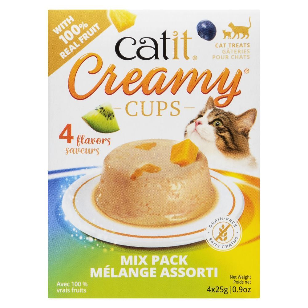 Catit 25 G Creamy Cups - Variety Pack, 4 Count -- 12 Per Case