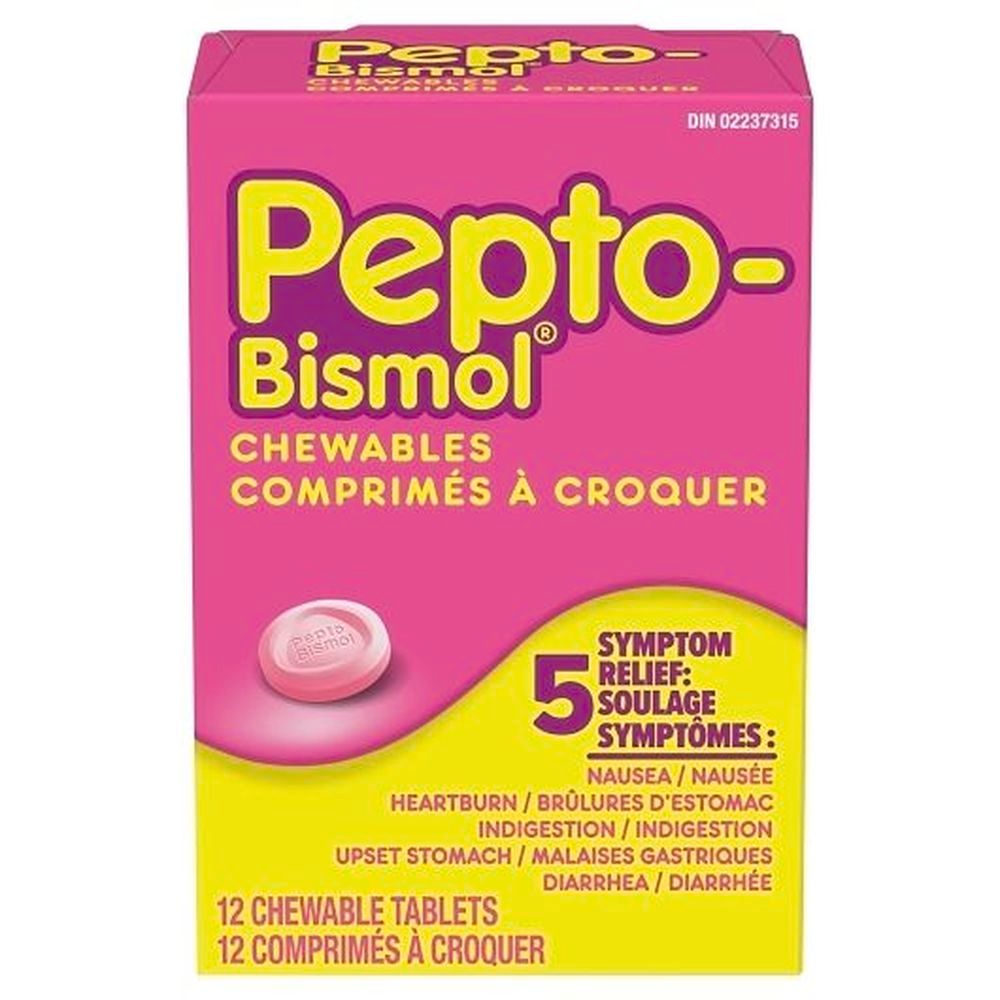 Pepto-bismol Original Multi-symptom Chewable Stomach Tablet, 12 Count -- 24 Per Case