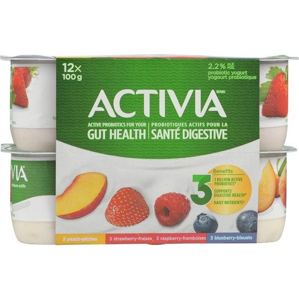 Activia Yaourt Fraise/framboise/pêche/myrtille, 100 G -- 48 Par Caisse