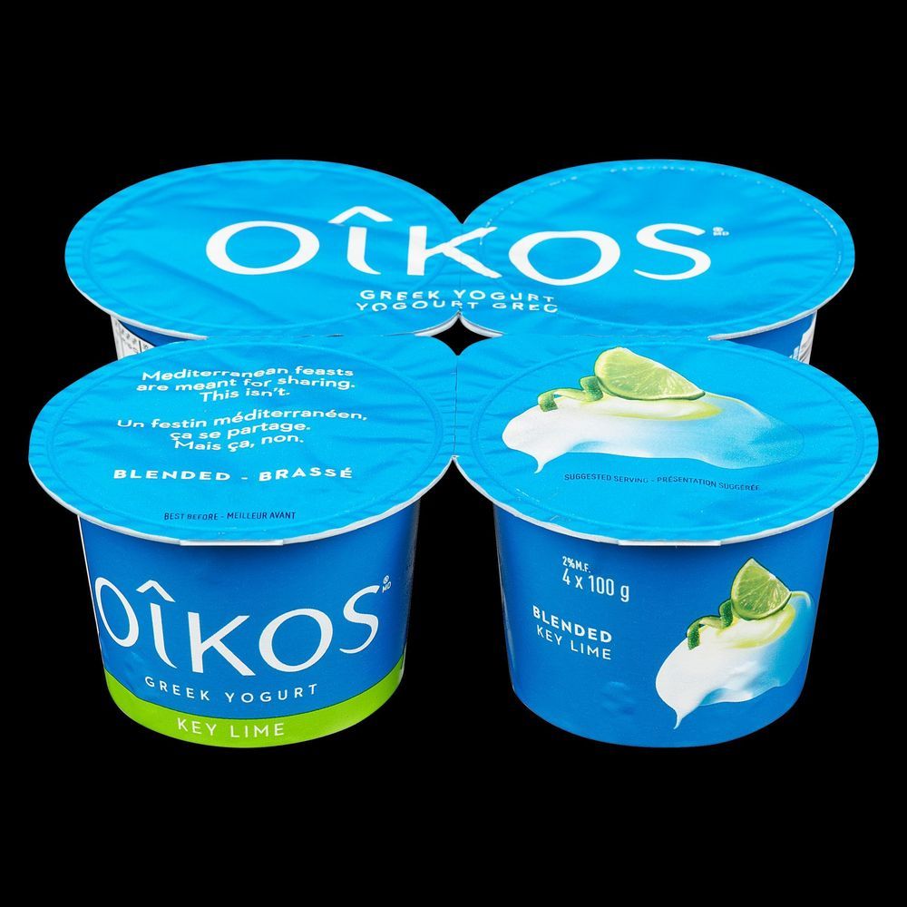 Oikos 2 Percent Milk Fat 100 G Lime Greek Yogurt, 4 Count -- 6 Per Case