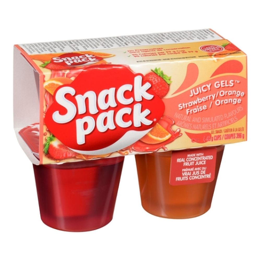 Snack Pack Gelées Juteuses Fraise/orange, 99 G – 48 Par Boîte