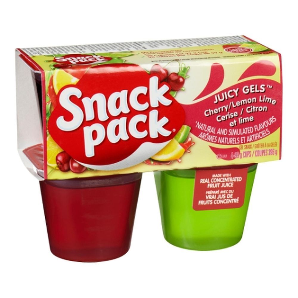 Snack Pack Gelées Juteuses Cerise/citron Vert, 99 G – 48 Par Boîte