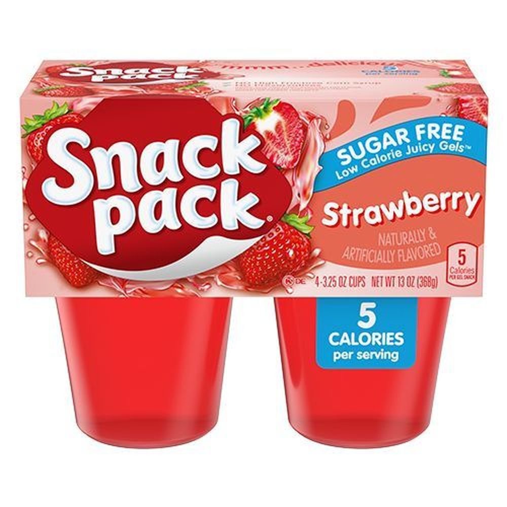 Snack Pack Gelées Juteuses À La Fraise Sans Sucre Ajouté, 99 G – 48 Par Boîte
