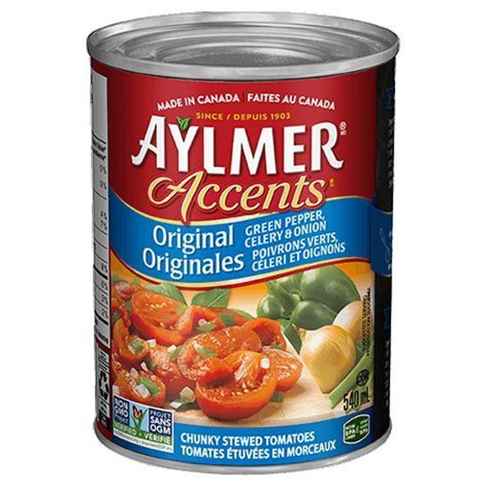 Aylmer Tomates Mijotées Tomato Accents Original, 540 Ml – 24 Par Caisse