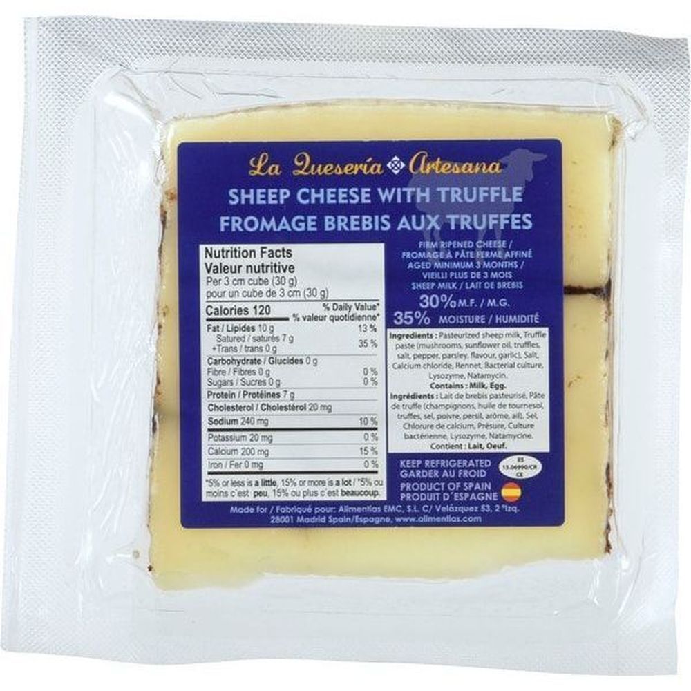 La Queseria Artesana Fromage De Brebis À La Truffe, 150 G – 6 Par Carton