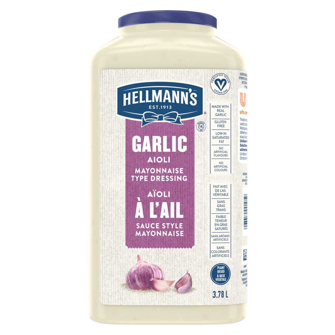 Hellmann's Garlic Aioli, 3.78 L -- 2 Per Case