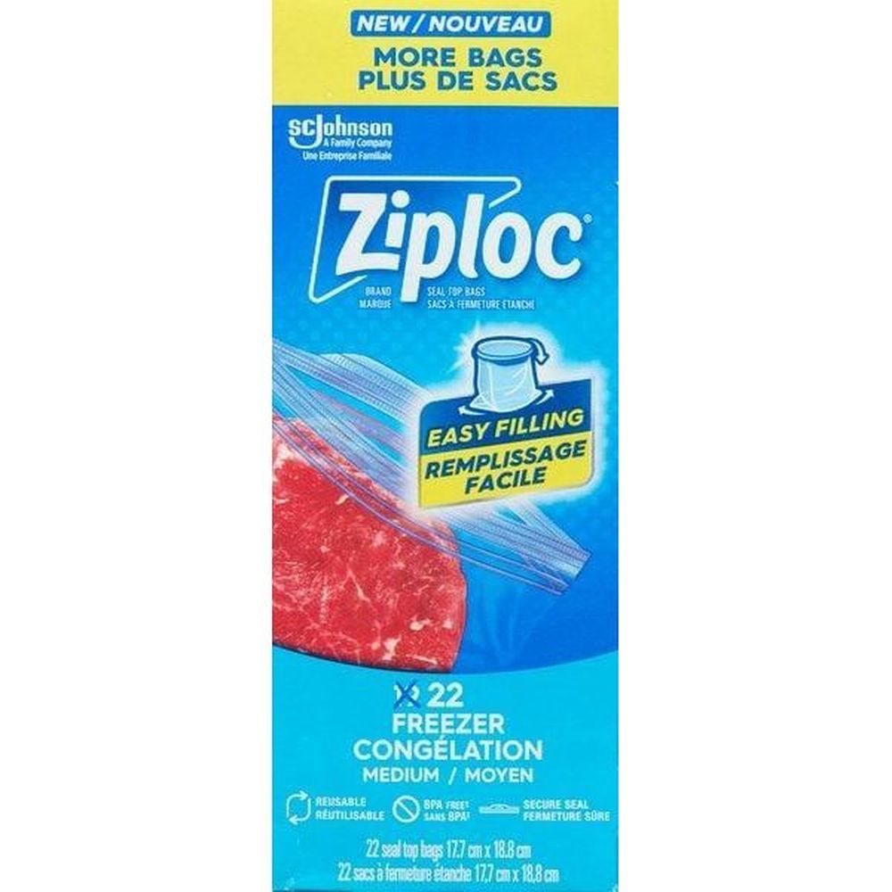 Ziploc Medium Freezer Bag, 19 Count -- 12 Per Case
