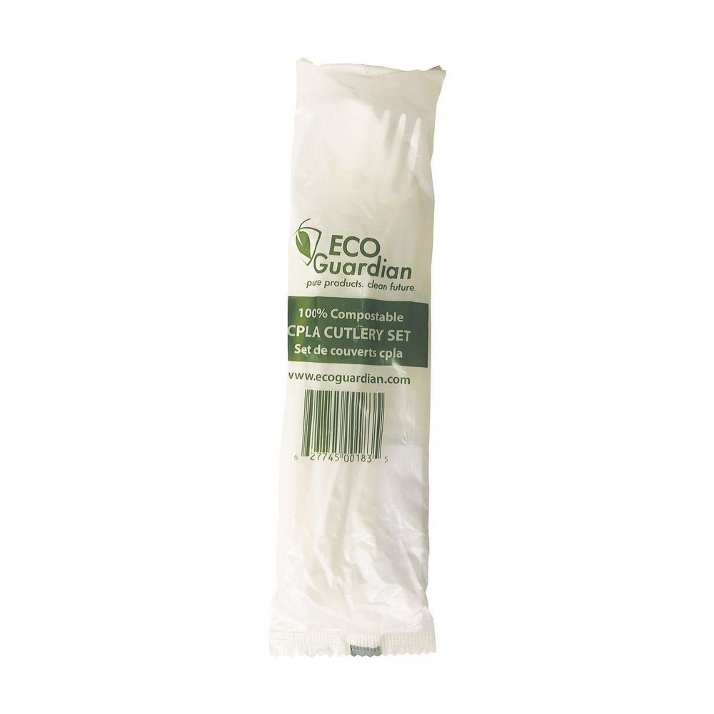 Eco Guardian Cpla Compostable Natural White Cutlery Set, 6.5 In -- 250 Per Case
