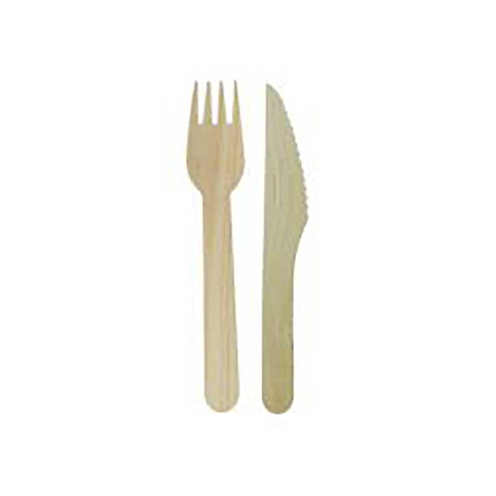 Ecosystems Brown Wrapped Wooden Fork And Knife Cutlery Kit -- 500 Per Case