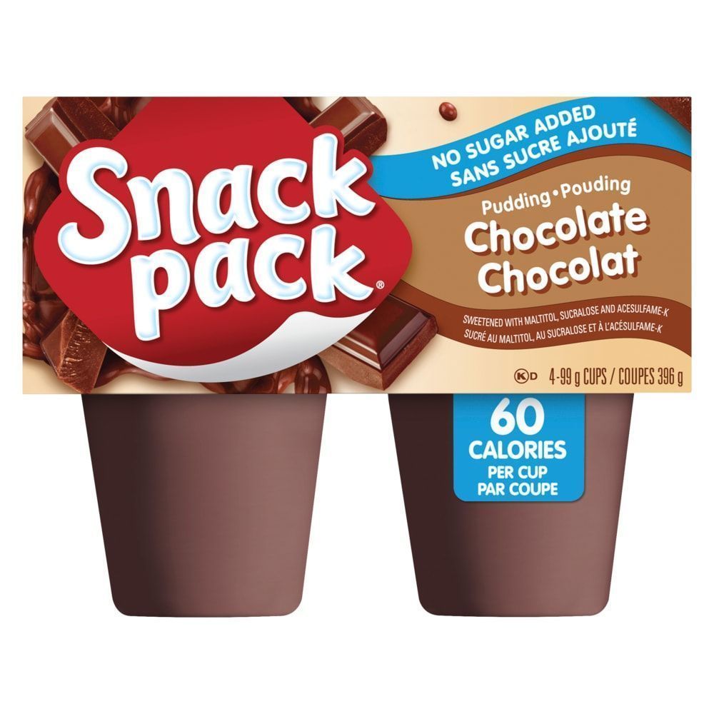 Snack Pack Sugar Free Chocolate Pudding, 99 G -- 48 Per Case