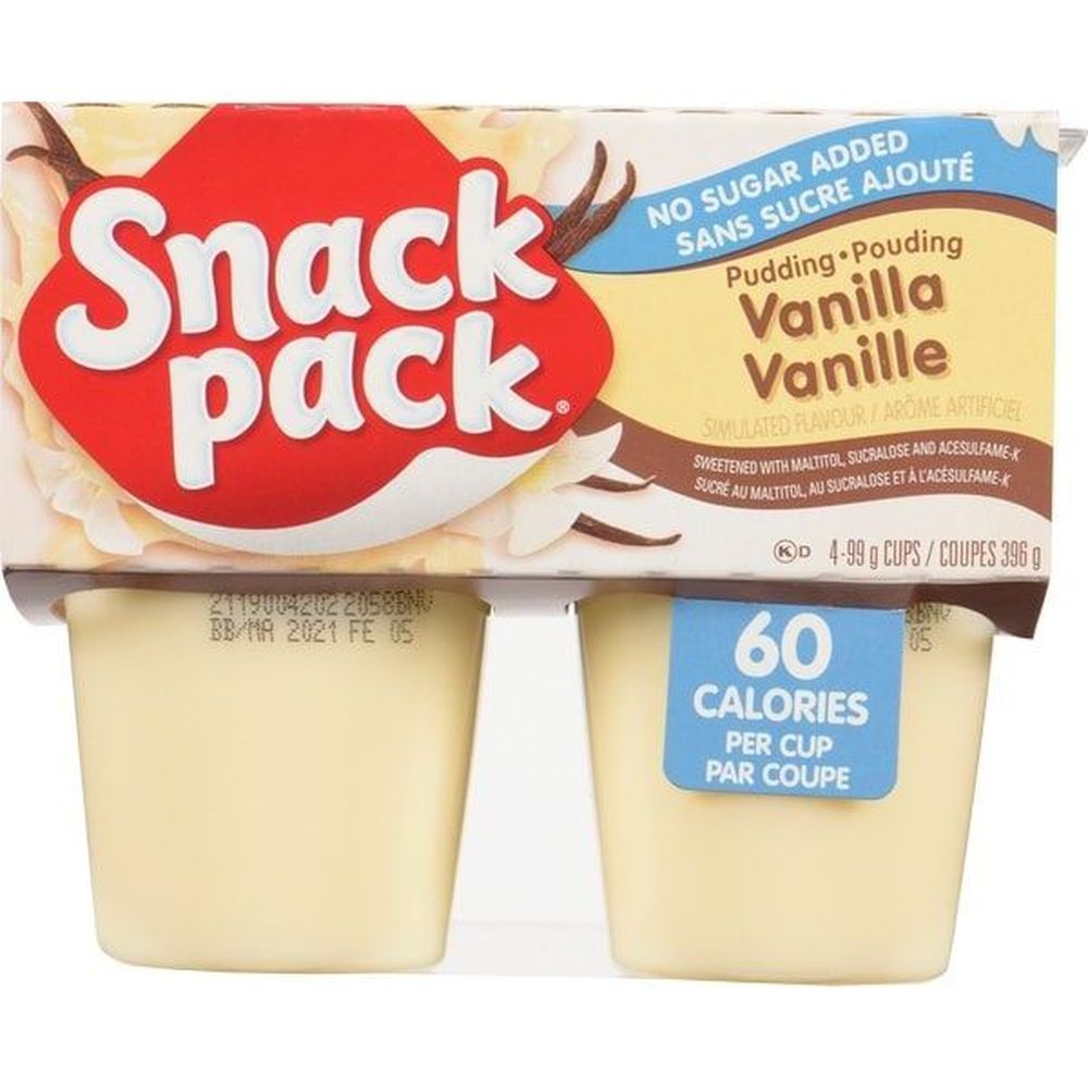 Snack Pack Sugar Free Vanilla Pudding, 99 G -- 48 Per Case