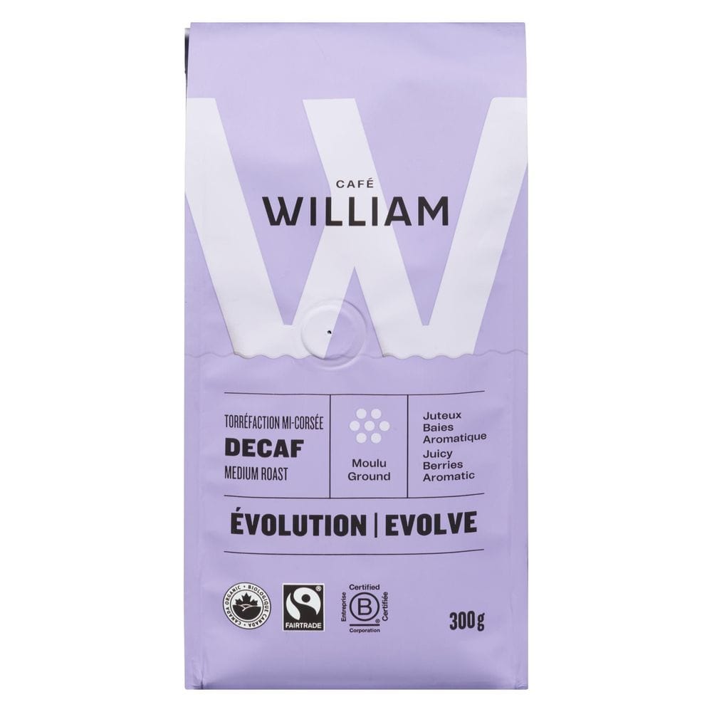 William Evolution Organic Medium Roast Decaf Ground Coffee, 300 G -- 6 Per Case