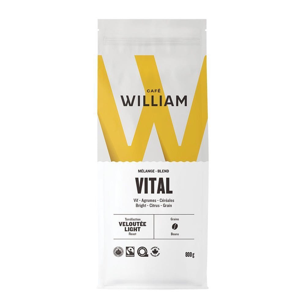 William Vital Organic Light Roast Whole Bean Coffee, 800 G -- 6 Per Case