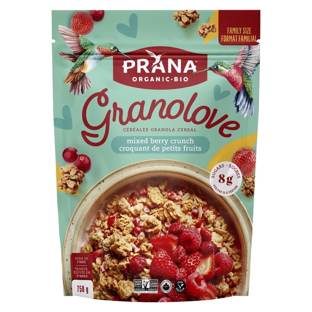 Prana Granolove Organic Mixed Berries Crunch Granola Cereal, 750 G
